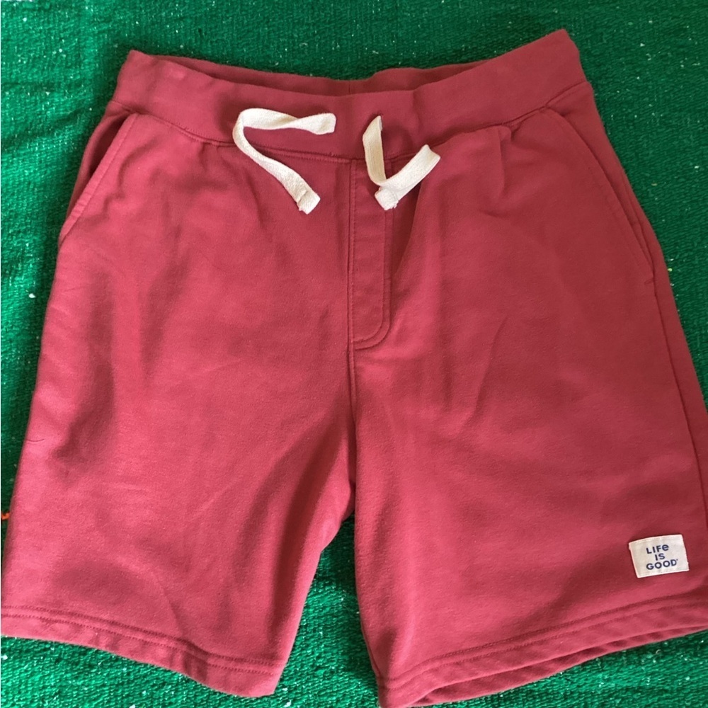 Life Is Good Men's Athletic Shorts in Deep Red